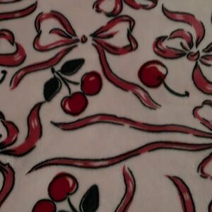 Juicy Couture Pink, Red, and Black Cherry Pattern Throw Blanket